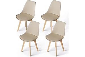 WAFTING Set di 4 sedie da pranzo imbottite con gambe in legno di faggio e morbida sedia imbottita, per sala da pranzo, soggiorno, camera da letto, cucina, sala riunioni, (kaki imbottiti)