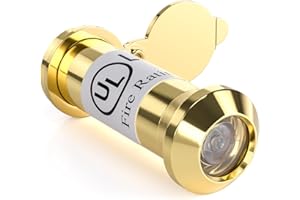 Bwintech 1 Pcs UL Listed Fire Proof Door viewer,Solid Brass 180 Degree,12mm Diameter 35-60mm Length, Polished Brass Finishing,with viewer Cover