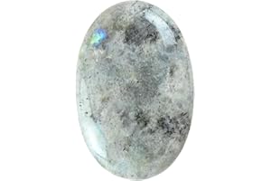 GEMMYDREAM 2.4'' Grey Labradorite Healing Crystals Palm Stone Worry Stone, Natural Polished Stone for Massage, Reiki, Stress Relief, and Balancing Meditation Accessories