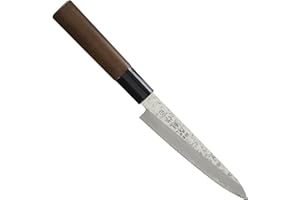 Seki Riu Couteau Japonais Lame Martelé Acier Inoxydable Couteaux de Cuisine fabriqué au Japon Plusieurs Modèles (Petty 12 cm)