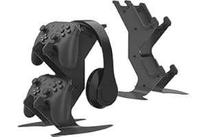 NBCP Headphone Stand, Game Controller Stand Holder for Desk, Storage Organizer for Xbox Series, Xbox One, PS5, PS4, Switch Universal Controller and Headset Stand Gaming Accessories, Black