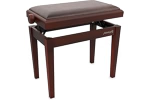 Audibax KB600 Nogal ławka do fortepianu lub klawiatury, składana ławka fortepianowa o dużej wytrzymałości, regulowana wysokość od 47,5 do 56,5 cm, pikowany stołek na klawiaturę - wykonany z drewna