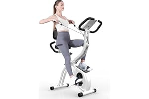 Dskeuzeew Cyclette Pieghevole, Cyclette con Controllo Magnetico a Resistenza Regolabile a 8 Livelli, Cyclette da Casa con Display LCD e Sensore di Frequenza Cardiaca