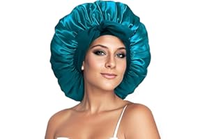 iLamvie Cuffia Seta Capelli Notte,Silk Bonnet,Con Nastri Regolabili,Berretto Da Notte Raso Elastico Per Dormire Cappello Da Notte Per Donna Berretto Da Notte Raso Per Donna Ragazza(Blu Kong)