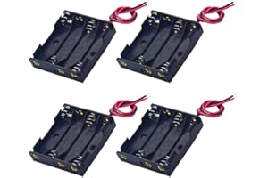 Yosawo 4x1.5V（6V） AAA Battery Holder Case,4 Pieces 4 Soltx1.5V DIY Battery Storage Box with Red and Black Wire Leads (4S AAA)