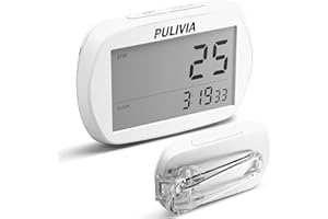 PULIVIA Pedometer for Walking 3D Step Counter with Clock, Accurate Steps Tracker Portable Pedometer with Clip, Simple Pedometer Walking Step Counter