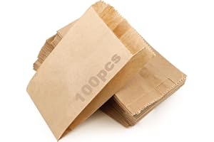 Ruby - 100 PCS Sacchetto di Carta Marrone Kraft 15 x 26cm, Sacchetti Regalo/Sacchetti per Feste/Calendario dell'Avvento/Natale/Matrimoni/Feste di Compleanno/Mercati (9X15 CM)