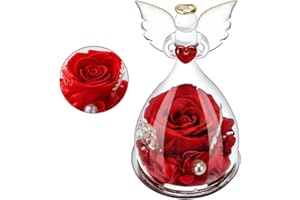 LOMUG Ewige Rose Geschenke, Infinity Rosen Geschenk für Frauen, Blumen Rose in Engel Glaskuppel, Infinity Blumen als Geschenke,Ewige Rose in Engel Glaskuppel für Damen Mütter Internationaler Frauentag