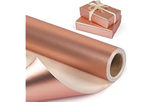 MAMUNU Rouleau de papier cadeau doré rose métallisé mat pour filles et femmes, 43 cm x 10 m, pour mariage, anniversaire, Noël, fête prénatale, remise de diplôme