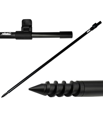 Storfisk fishing & more - Set di 2 bacchette telescopiche in alluminio con filettatura inglese, regolabili in altezza, colore: Nero