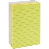 Amazon Basics Carrée blocs de feuillets autocollants lignés, Lot de 5, Couleurs assorties, 10,16 x 15 cm