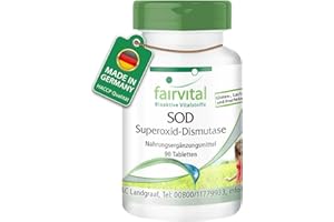 Fairvital | SOD - superossido dismutasi - 1 mese - alto dosaggio - 90 compresse - 6000 enzimatici unità di attività per porzione giornaliera