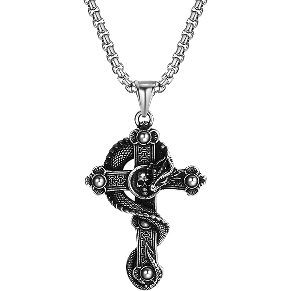 Collier Pendentif Rétro Gothique Punk Crâne Pour Hommes, Tendance