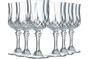 Cristal d'Arques Paris - Collection Longchamp - 6 verres à liqueur 6cl en Kwarx - Brillance, Transparence et Haute Résistance - Moulures Iconiques - Fabriqués en France