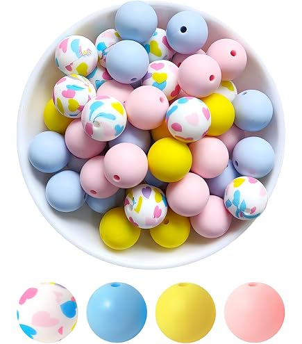 TOAOB 100 Perline In Silicone Rosa – 15 Mm, Multicolore Per Braccialetti, Collane E Bigiotteria Fai-da-te