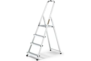 Drabest Hemma aluminium 4-stegs stege – Robust konstruktion, säker design, 125 kg kapacitet – Robust konstruktion – Anti-halk