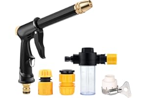 NZDFH Hochdruck Autowaschpistole, Hochdruckreiniger Pistole mit 3 stücke Schnellanschlüsse, Gartenschlauch Spritzpistole für Autowäsche, Garten Bewässerung und Bürgersteig Reinigung, B