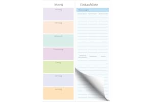 ‎BIROYAL BIROYAL Menüplaner mit Einkaufsliste zum Abreißen, Essensplaner Magnetisch, DIN-A4 Block, 50 Blatt, Speiseplan Wochenplaner, Unendlicher Speiseplan, Speißeplan für die ganze Woche (Farbe)