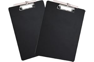 DoocliB Klemmbrett A4, 2 Stück Schreibbrett mit Stifthalter im DIN A4, Clipboard zum Aufhängen, Klemmer zur Aufbewahrung von Papier für Büro, Küche, Werkstatt(Schwarz)