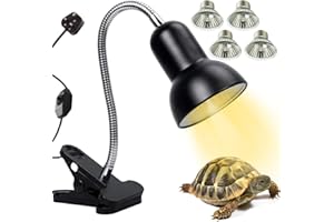 IuulFex Tortoise Heat Lamp Turtle Basking Light for Reptiles with 25W 50W 75W E27 UVA UVB Heat Spotlight Holder Clamp Lamp Fixture with 360° Rotating Neck for Lizards Turtle Snakes Aquarium Warm White
