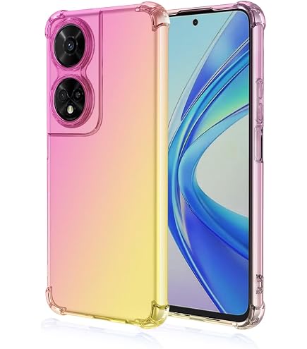 RankOne Custodia per Telefono Adatta per TCL 501 (6 Inches) Custodia con Gradiente di Colore in Silicone TPU Trasparente - Blu Rosa