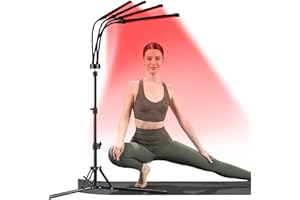 ‎TRAYVESPACE Trayvespace Infrarotlampe, 660nm & 850nm Rotlichtlampe mit Ständer, Timer, Helligkeit einstellbar, 360° Rotierendes Rotlichtlampe