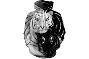 EUDOLAH Damen Pullover 3D Druck Pulli mit Tasche Digitaldruck Pulli mit Aufdruck Galaxy Tier Langarm