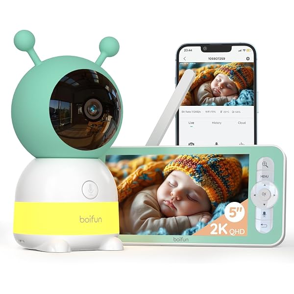Babyphone Vidéo Motorisé Babymoov YOO Moov - 360°, Ecran 4,3'', Veilleuse, VOX