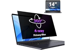 IPROKKO Film de protection d'écran 360° pour 14 pouces, rapport d'aspect 16:9, anti-lumière bleue, anti-éblouissement, filtre de confidentialité pour 14 Hp/Dell/Acer/Lenovo/ThinkPad/Asus