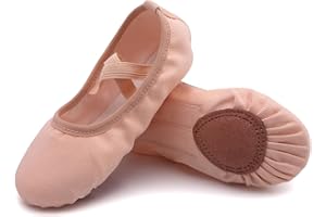 Uniuni Scarpette Danza Classica Bambina Tela Scarpe da Balletto Suola in Cuoio Ginnastica Ballo Pantofole per Ragazze Donna