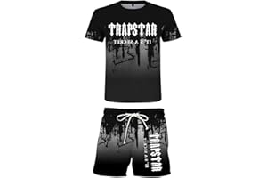 GÉNÉRIQUE Trapstar Survêtement de sport 2 pièces pour homme Printemps été 2024 Léger Unisexe Jogging Ensemble de loisirs Ensemble femme Top à Manches Courtes et Short D'été Survêtement 2 Pièces T-Shirt