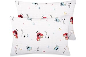 ‎FITTIA Fittia Kuscheliger Gestrickter Kissenbezug Kinder 40x60 Baby Kopfkissenbezug Kleinkind Kissenhülle aus Bio Baumwolle für Kinderwagen, 2er-Pack mit kleinwagen Gemustert 40x60cm