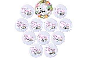 FLOFIA 12 Stück Braut Buttons Team Braut Buttons JGA Party Buttons Junggesellenabschied Buttons Hochzeit Buttons JGA Accessoires Zubehör Brautaccessoires