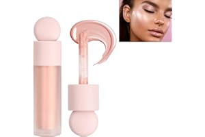 Nivofu Rozświetlacz do twarzy w płynie, rozświetlacz do twarzy, bronzer w sztyfcie, rozświetlacz z pędzelkiem do twarzy, naturalne wykończenie, rozświetlacz w płynie z połyskującym wykończeniem,