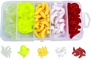YOUZMY 100pcs Peces de Gusanos de Cebo Artificial,Gusanos de plástico Blandos Señuelo de Pesca de Gusanos Señuelo de Pesca de Gusanos para Agua Salada y Agua Dulce,señuelo de Pesca de plástico