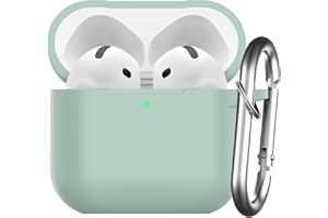 Nemteur Custodia per AirPods 4 2024, Case Protettiva in Silicone per AirPods 4th 2024 Cover in Silicone Visibile a LED Frontale con Moschettone, Cloud Grey