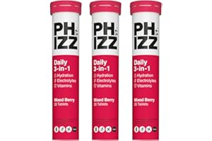 Phizz Electrolytes, Multivitamin & Hydration Tablets - 60 Effervescent Rehydration Electrolyte Tablets - 18 Vitamins & Minerals, Vitamin C, Vegan, Vegetarian & Low Calorie