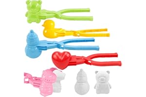QUNKUN Clip de Bola de Nieve, 5 Unidades, Juego de moldes de Bolas de Nieve, Forma de Bola de Nieve, Oso muñeco de Nieve, corazón, Pato, Dinosaurio, Bolas de Nieve, Pinzas para Hacer Bolas de Nieve
