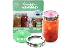 COUNTRY TRADING CO. Fermentation Airlock Silicone Lids including Stainless Steel Bands for Fermenting - Set of 4