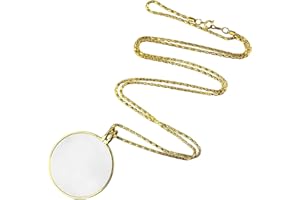 GARZENTH 5X Neck Magnifying Glass, Portable Magnifying Glass Necklace Pendant Necklace Magnifier Chain Monocle Magnifier for Library, Reading, Zooming, Jewelry, Crafts Needlework(gold)