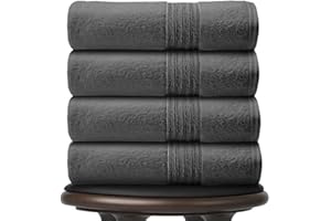 GC GAVENO CAVAILIA Pack of 4 Jumbo Bath Sheets 450 GSM | Highly Absorbent Quick Dry 100% Cotton Towel Sets | (80x170 Cm) Bath Sheets Towels Extra Large, Charcoal