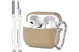 R-fun Etui do AirPods Pro 2./1. generacji z zestawem do czyszczenia, pełna silikonowa ochrona dla Apple AirPods Pro 2023/2022/2019 Etui ładujące [widoczna przednia dioda LED],Herbata mleczna