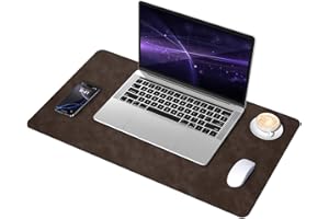 BLESWIN Tapis de Bureau Vieilli en Suède et Cuir, Tapis de Bureau D'ordinateur Antidérapant, Tapis de Souris et de Clavier Etanche, Sous Main Bureau pour le Bureau et la Décoration Intérieure (Café, 60x34cm)