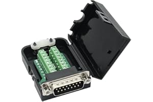 YIOVVOM DB15 - Adaptador macho de conector de 15 pines para conector de terminal con carcasa (conector macho con tuerca)