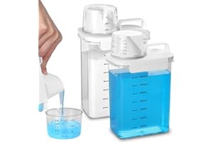 YSWOVUO 2 Pezzi 1800ML Dispenser Detersivo Lavatrice con Misurino, Ermetico Contenitori Detersivi Lavanderia, Dosatore per Detersivo e Detersivo in Polvere, Contenitore per Cereali Zucchero Muesli