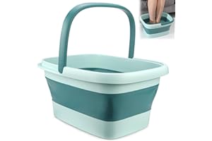 Rierousy Fußbad Faltbar, Fußbadewanne Faltbar 15L Fassungsvermögen, Fußsprudelbad mit Massage, Fusswanne Fussbad, für Fußbad, Fußgesundheitspediküre, Linderung von Müdigkeit (Hellgrün)