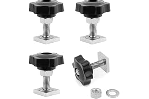 DAIRYCOF 4 Sets T-Nut Nutensteine M6x35mm, 20x20x4mm Nutensteine Dachträger inkl. Sterngriffmuttern & Unterlegscheiben – kompatibel mit Dachträger, Relingträger, Fahrradträger & Schiene