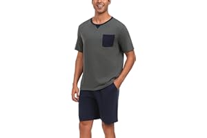 Marvmys Pijama Hombre Verano 100% Algodón Corto Pijamas Hombre Mangas Cortas 2 Piezas con Camiseta y Pantalones Cortos Conjunto de Pijama para Hombre S-XXL