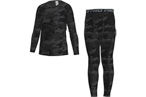 LANBAOSI Kids Boys Base Layer Set Long Sleeve Compression Shirt Leggings Football Thermal Tops Tights Athletic Undershirt