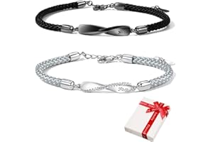 CHOLINCHIN Braccialetto 2 pezzi da donna con incisione per coppie Pärchen, coppia incisione amore gioielli braccialetti intrecciati da uomo per migliore amico partner regali di amicizia adolescente (nero grigio)